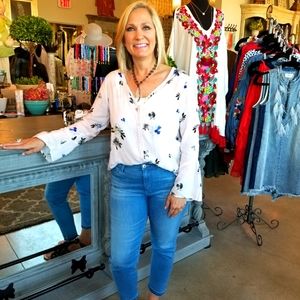 Pink floral print soft blouse from sidestitch